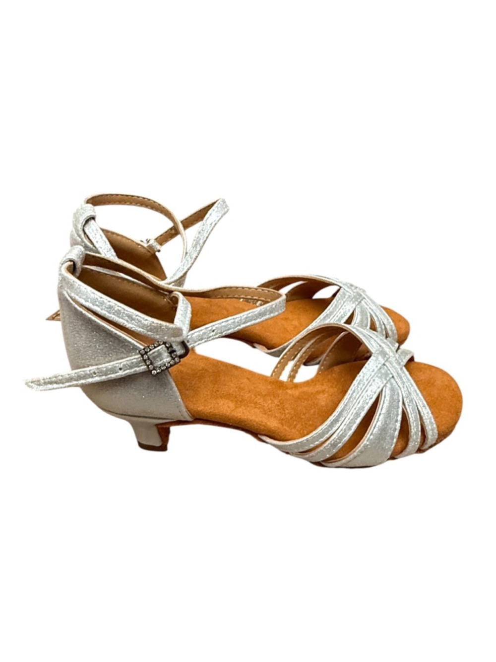 Silver Ballroom Dance Shoes Women’s Size 6.5 Latin Salsa Practice Heels New - Picture 3 of 6
